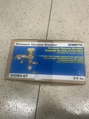 New- Watts 800M4QT Pressure Vacuum Breaker Valve 3/4" inch Backflow Prevention - Image 1 of 4