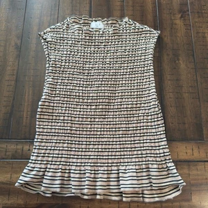 Sage The Label Teen/Juniors Sleeveless Ruched Peplum Striped Shirt Size L - Picture 1 of 18