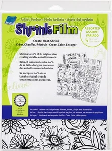 Grafix Artist Series Printed Shrink Film 8.5"X11" 4/Pkg-Bloom,Home,Script,Butter - Picture 1 of 2