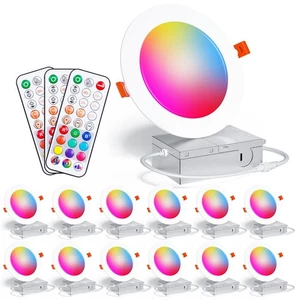 Recessed Lighting 4 Inch RGBCW Color Changing Canless LED Recessed Ceiling Li... - Picture 1 of 8