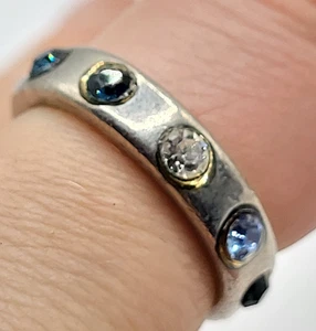 Bandring Sterlingsilber blau Strass Größe 7,25 - Bild 1 von 3