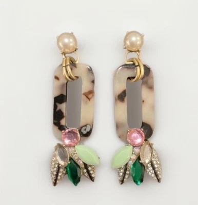 Stella & Dot Belle Chandelier Earrings Faux Tortoise Crystal Gold Tone-GUC! - Photo 1/4