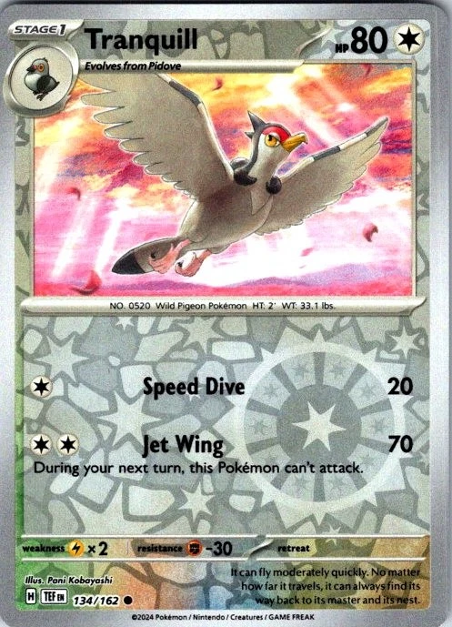 Pokemon | SV05: Temporal Forces | Tranquill | 134/162 | Reverse Holo | NM - Image 1 of 1