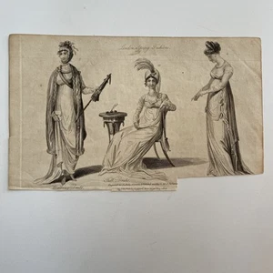 Antique 1806 Regency Fashion Plate – London Spring Fashions Walking & Full Dress - Picture 1 of 4