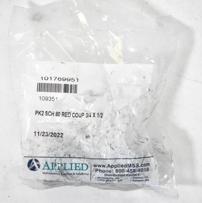 Applied Solutions Reducing Couplings 3/4" x 1/2" 2 Pack 101769951 Schedule 80 - Image 1 of 4