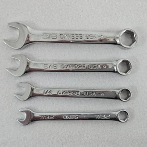 Snap-on 4pc Set OXI Series 6-Pt SAE Midget Combo Wrenches 3/8" 5/16" 1/4" 7/32" - Foto 1 di 8