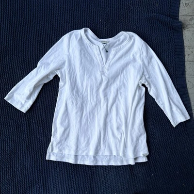 Women’s Orvis Size L Cotton White 3/4 Sleeve T-Shirt V Neck Peasant Blouse NWOT - Image 1 of 3