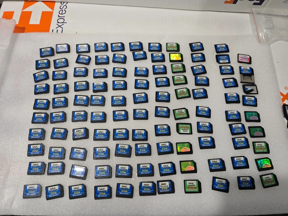 Mixed Lot 100 MMCmobile, RS-MMC & microSD Cards – 512MB – Untested - Image 1 of 4