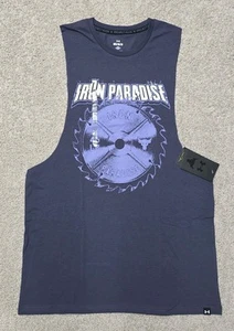 Camiseta sin mangas Under Armour Project Rock para hombre hoja Iron Paradise acero templado músculo - Imagen 1 de 5