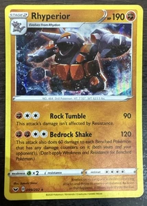 Pokemon Juego de Cartas Coleccionables Espada y Escudo Rhyperior #099/202 Holo Raro Casi Nuevo/Como Nuevo - Imagen 1 de 2