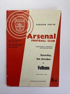 Arsenal v Fulham; 9th October 1965 - Picture 1 of 3