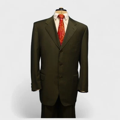 Canali X Loro Piana 2 Pc Suit 44R Green Tasmanian Super Fine Wool Dual Vent - Image 1 of 4