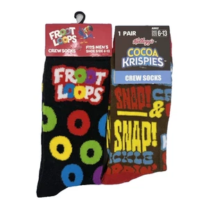 Froot Loops Cocoa Krispies 3 New Novelty Fun Socks Nostalgic Cereal Food Breakfa - Picture 1 of 2