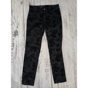 Brooks Brothers 346 Natalie Fit Size 2 Black Floral Jacquard Pants Velvet Raised - Picture 1 of 7