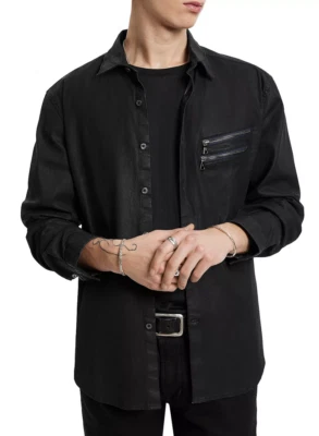 John Varvatos Zill Slim Fit Long Sleeve Double Zip Shirt Navy Size XL - Image 1 of 2