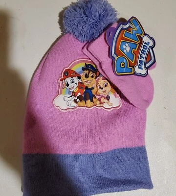 Paw Patrol  Beanie and Mittens Set Toddler | Pink / Purple  Nickelodeon  - Image 1 of 4