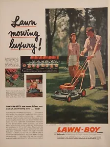 Anuncio impreso de línea de cortadora de césped 1957 vintage. Motores Johnson and Evinrude - Imagen 1 de 1