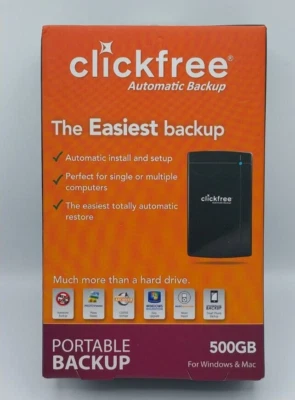 Clickfree Automatic Backup 500GB RED External Hard Drive Portable Backup NIB - Image 1 of 4