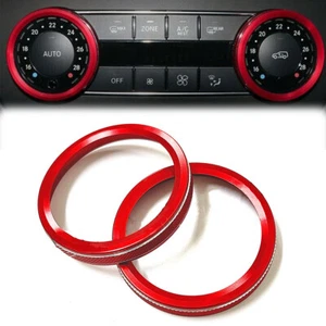2x Red Aluminum AC Climate Turn Knob Ring Cover Fits 13-19 X166 GL450 GLS550 - Picture 1 of 3