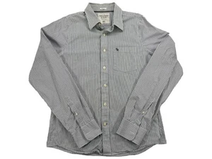 Abercrombie & Fitch Shirt Mens Size 2XL Muscle Fit Black White Striped Button Up - Picture 1 of 8