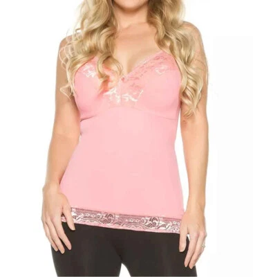 Rhonda Shear Pin Up Smoothing Tank, Rosa, Large - Imagem 1 de 3