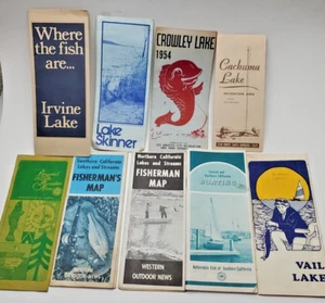 Lot of California Lake Vintage Brochures, AAA Boating & Western Outdoor News Map - Picture 1 of 23
