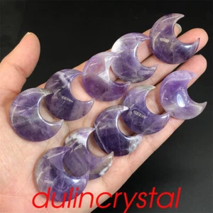 5 Stck. natürlicher verträumter Amethyst Mond Quarz Kristall Schädel Anhänger Edelstein Reiki Heilung - Bild 1 von 12