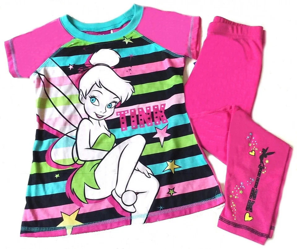 DISNEY TINKERBELL ФЕЯ ~ ВОЛШЕБНАЯ ТУНИКА ПИЖАМА КОМПЛЕКТ ~ ДЕВОЧЕК SZ 4/6 - Изображение 1 из 1