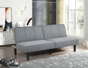 Modern Linen Foldable Studio Futon - Gray - Picture 1 of 2