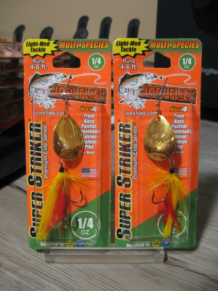 2 cebos giratorios en línea Joe's Flies Super Striker 1/4 OZ amarillo suave B-4304 Foto 1 de 4