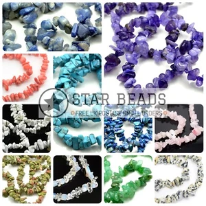 32-34" STRAND SYNTHETIC GLASS GEMSTONE CHIP CRYSTAL 250+ BEADS 4-7MM PICK COLOUR - Picture 1 of 18