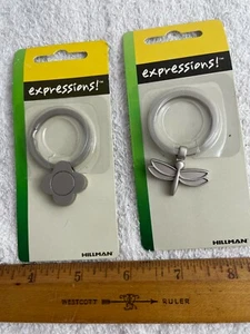 LOT OF 2  FLOWER DRAGONFLY BUG KEYCHAINS KEY CHAIN SPRING HILLMAN  - Picture 1 of 2