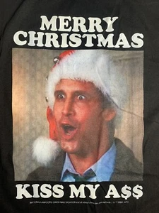 T-Shirt Clark Griswold Merry Kiss My Ass schwarz Weihnachten Urlaub Film neu ohne Etikett XL - Bild 1 von 5