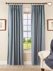 JCP HOME SUPREME PLEATED PATIO CURTAIN PANEL DELFT BLUE 75" W X 95" L NEW $200 - Picture 1 of 3
