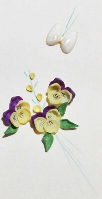 C.1940-х годов винтажный сложный реальный морской раковины цветы/бабочка мост подсчет карта T1 - Изображение 1 из 4