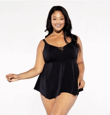 ELOMI ES7191 MAGNETIC A-LINE TANKINI TOP IN BLACK SIZE 12 - Image 1 of 4
