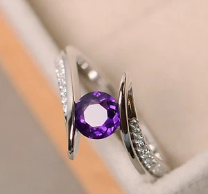 925 Silver Ring Amethyst ring, engagement ring, sterling silver, purple amethyst - Picture 1 of 6