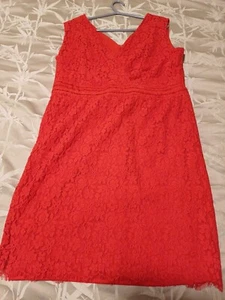 Liz Jordan size 18, stretch Red lace overlay Dress. Good Xmas in July Dress. - Picture 1 of 15