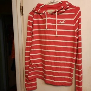 Hollister Hoodie Sz Medium Red White Striped - Picture 1 of 4