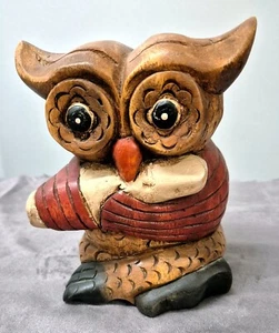 große Eule mit Ouerflöte 18 cm modernes Kunsthandwerk - Bild 1 von 4