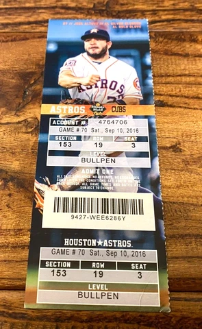 Astros vs Cubs Full MINT Ticket 9/10/2016 Alex Bregman Rookie HR #8 World Series Cover