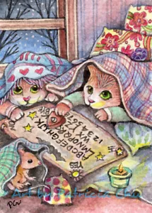 ACEO LE Art Card Print 2.5x3.5 " Scary Cats " Fantasy Animal Art by Patricia - Foto 1 di 1