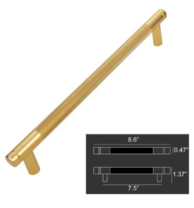 Westablize 7 1/2 Inch 192 mm Bar Cabinet Pulls Gold Knurled Aluminum Handles - Picture 1 of 8
