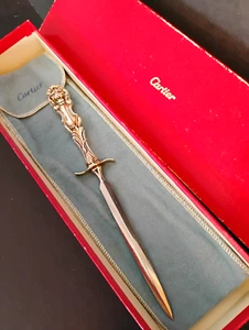 Vintage Signed CARTIER Sterling Silver Lion Letter Opener with Pouch 9" Rare - Picture 1 of 15