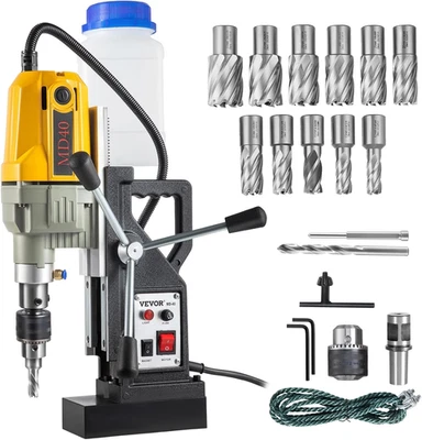 2697Lbf/12000N Portable Electric Mag Drill Press with 12 Drilling Bits, 580 RPM - Image 1 of 4