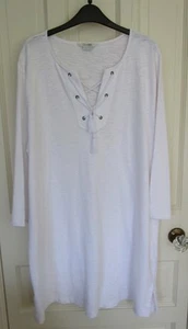 BODEN Size 20 White Cotton Lace-up Front Tunic/Dress. 3/4 sleeves. Beach/holiday - Picture 1 of 8