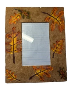 Rustic Autumn Leaf Decorated Picture Frame 4x6" Display Textured Resin Design Fr - Picture 1 of 7