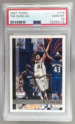 52254112 Tim Duncan 1997 Topps #115 Rookie RC PSA 10 Foto 1 de 3