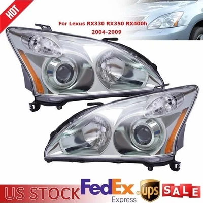 1 par de faróis HID+halogênio faróis para 2004-2009 Lexus RX330 RX350 RX400h - Imagem 1 de 4