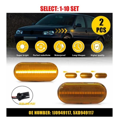 Dynamic LED Side Marker Light for 1999-2004 Volkswagen MK4 Golf/Jetta/Bora 2-20x - Image 1 of 4